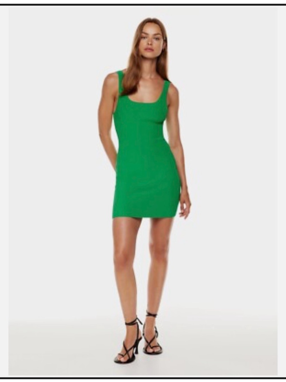 Babaton Green Ribbed Mini Dress